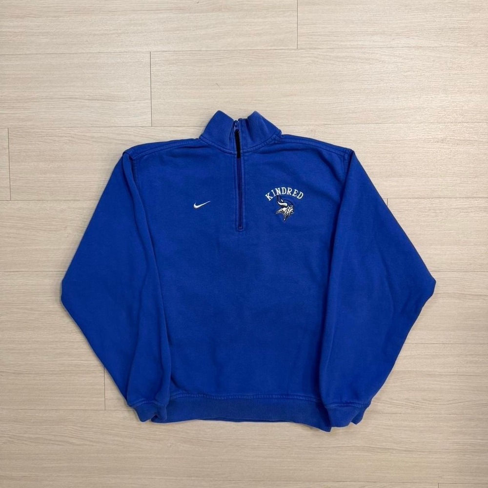 Y2K Nike Vikings Blue Quarter Zip Pullover Sweater Men's Size XS Athletic